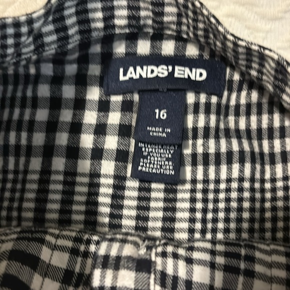 Lands’ End Black And White Checkered Blouse  Size 16 - Picture 4 of 7